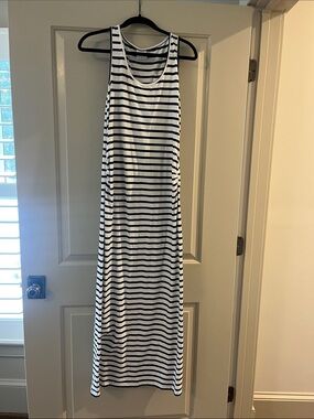Mama Licious Navy and White Striped Sleeveless Maxi Maternity Dress